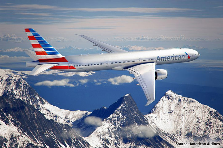 american airlines airplane snow mountains JETS ETF